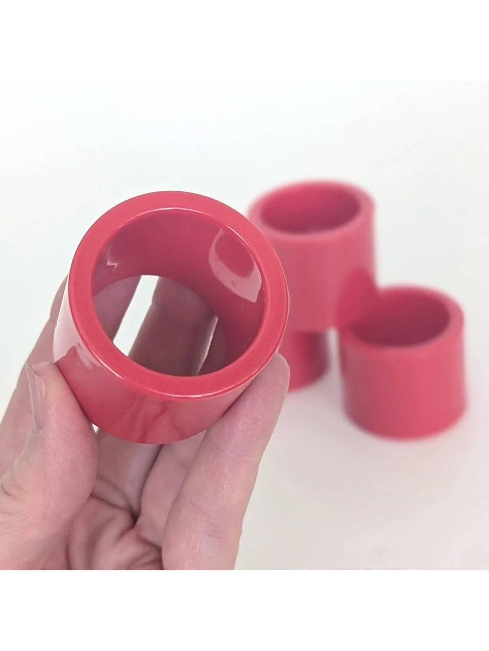 1980s Vintage Cherry Red Acrylic Napkin Rings - Set of 4